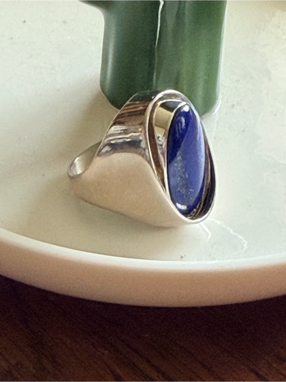 925 Sterling Silver Jay King Ring with Deep Blue/ Turquoise Reversable Oval Sz 8 - Picture 3 of 4